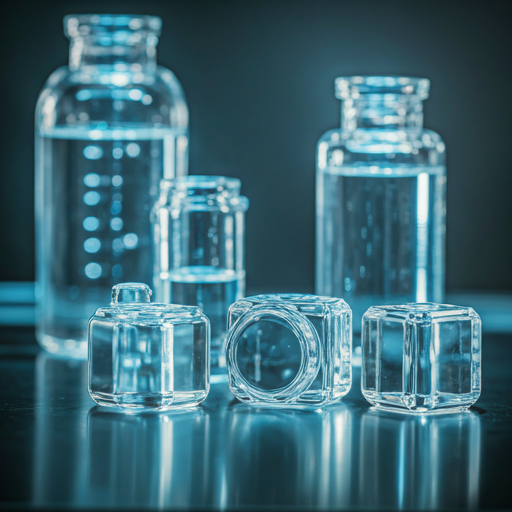 Polished acrylic museum components arranged under cool lighting