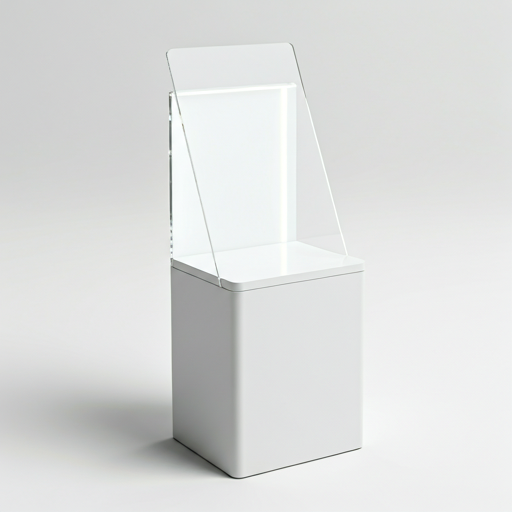 Illuminated acrylic retail display in a clean commercial environment
